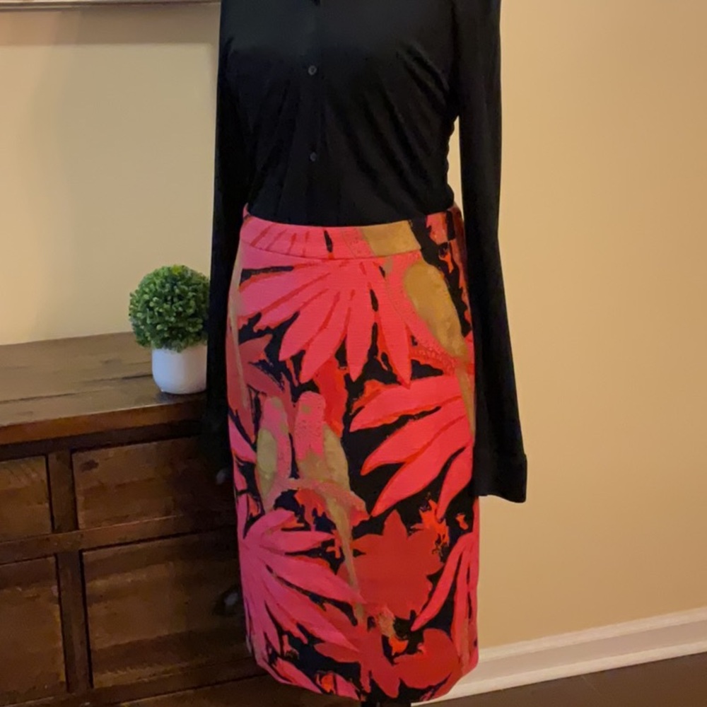 J Crew Re-imagine Collection Tropical Print Pencil Skirt